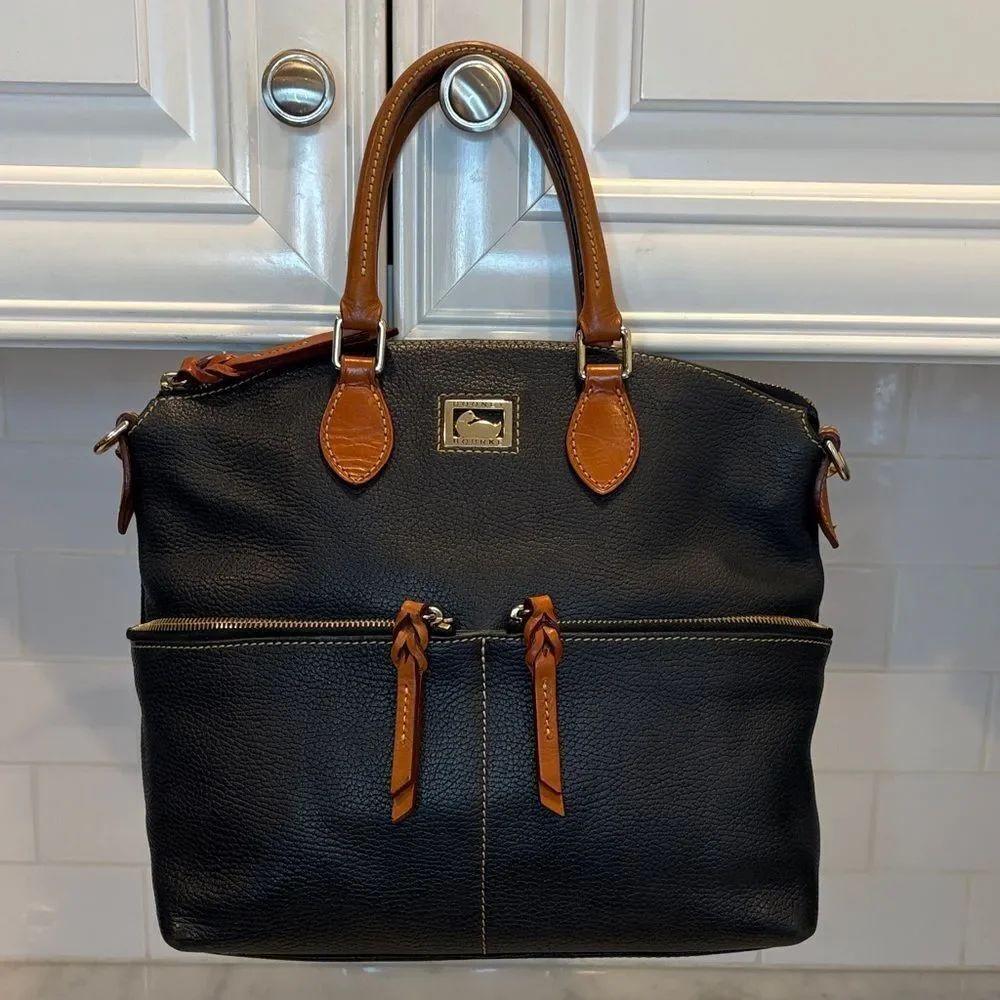 Dooney & Bourke Purse Dillen Double Pocket Pebbled Leather Satchel Bag